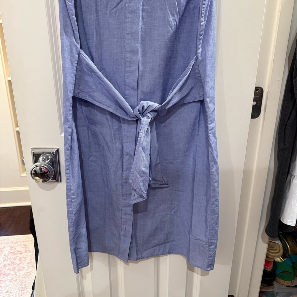 J. Crew Chambray Dress End-on-end Front Tie Collared Sleeveless size Small - Picture 4 of 9